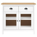 Aparador Hill HKH de madera de pino maciza con 2 puertas y 2 cajones 90 x 40 x 80 cm - Blanco y Marrón Miel