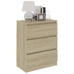 HKH Cómoda de Madera Procesada con 3 Cajones 60 x 35 x 76 cm - Roble Sonoma