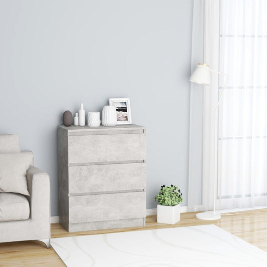 HKH Aparador de Madera Procesada con 3 Cajones 60 X 35 X 76 Cm - Gris Cemento