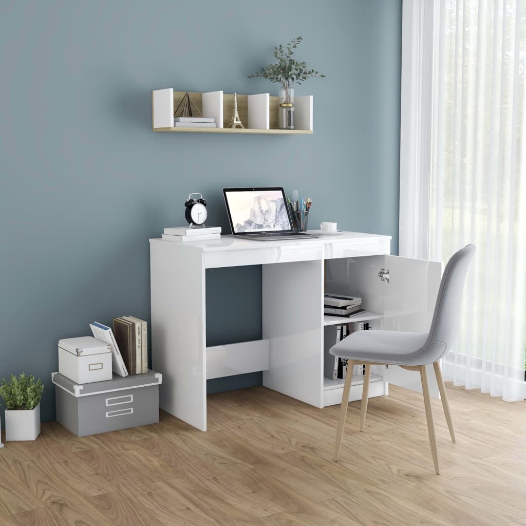 HKH Escritorio Derivados de Madera Brillante - Blanco