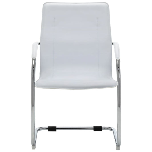HKH Cadeira de Escritório Cantilever em Couro Artificial - Branco
