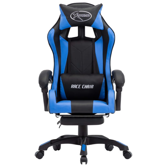 HKH Cadeira Estilo Corrida com Apoio Pés em Couro Artificial - Azul/Preto
