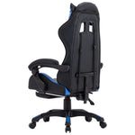 Silla de estilo de carreras HKH con reposapiés en piel sintética - Azul/Negro