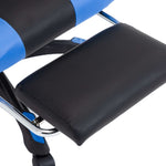 Silla de estilo de carreras HKH con reposapiés en piel sintética - Azul/Negro