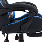 Silla de estilo de carreras HKH con reposapiés en piel sintética - Azul/Negro