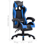 Silla de estilo de carreras HKH con reposapiés en piel sintética - Azul/Negro