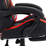 HKH Cadeira Estilo Corrida com Apoio Pés em Couro Artificial - Vermelho/Preto