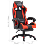 HKH Cadeira Estilo Corrida com Apoio Pés em Couro Artificial - Vermelho/Preto