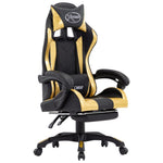 Silla de estilo de carreras HKH con reposapiés en cuero artificial - Dorado/Negro