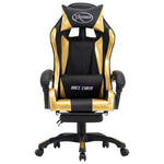Silla de estilo de carreras HKH con reposapiés en cuero artificial - Dorado/Negro