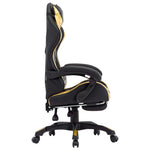 Silla de estilo de carreras HKH con reposapiés en cuero artificial - Dorado/Negro