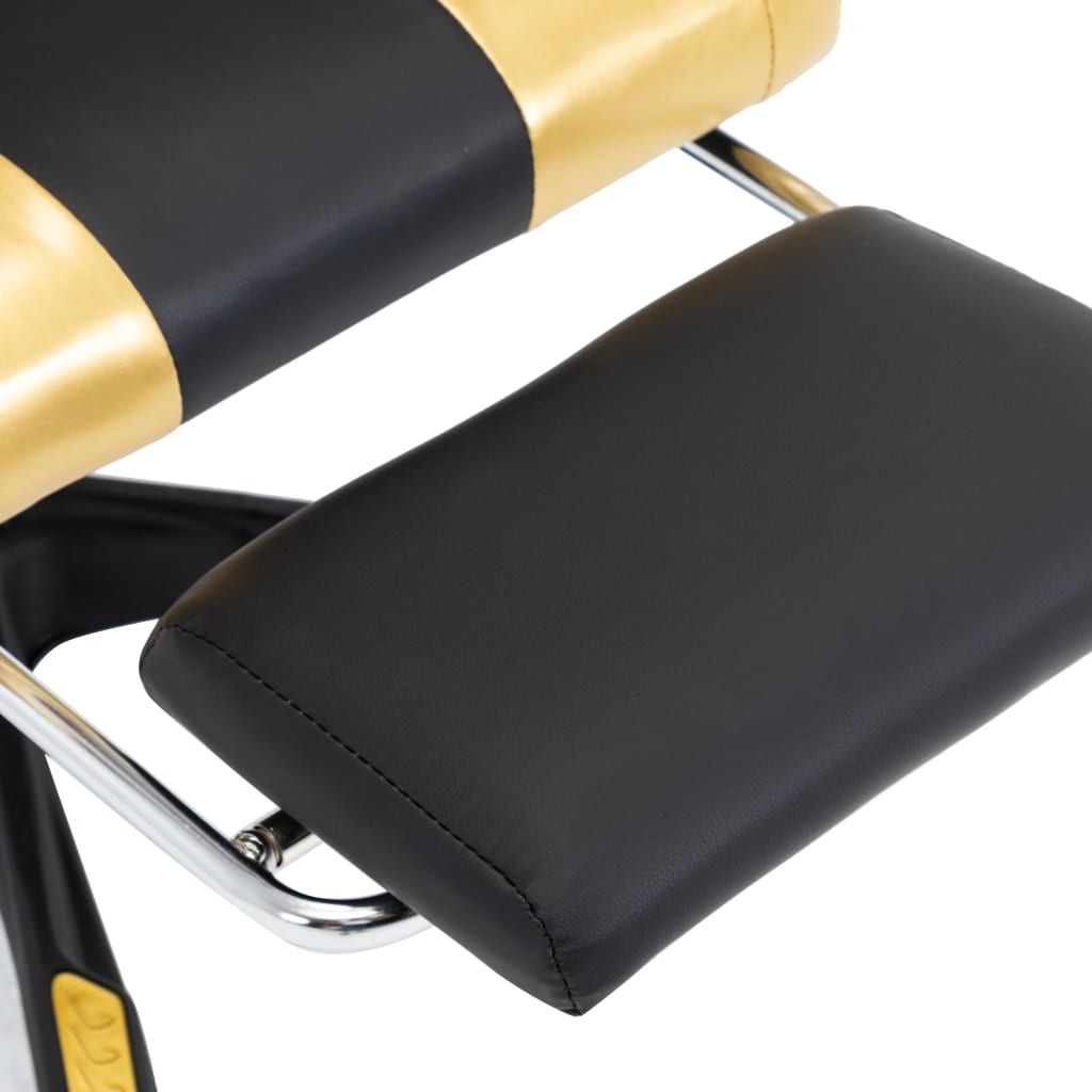 Silla de estilo de carreras HKH con reposapiés en cuero artificial - Dorado/Negro