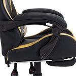 Silla de estilo de carreras HKH con reposapiés en cuero artificial - Dorado/Negro