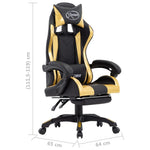 Silla de estilo de carreras HKH con reposapiés en cuero artificial - Dorado/Negro