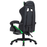 HKH Cadeira Estilo Corrida com Apoio Pés em Couro Artificial verde/Preto