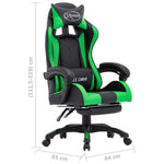 HKH Cadeira Estilo Corrida com Apoio Pés em Couro Artificial verde/Preto