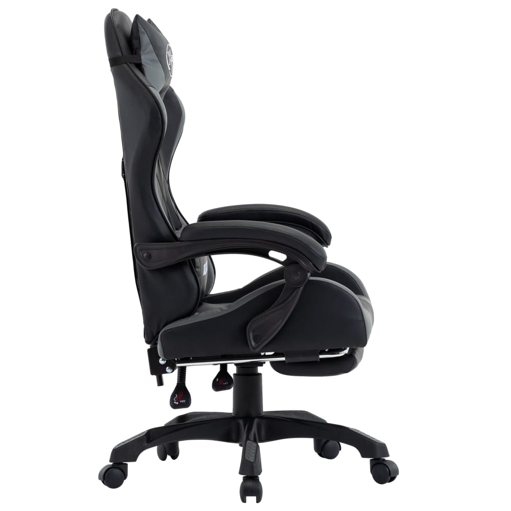 HKH Cadeira Estilo Corrida com Apoio Pés em Couro Artificial - Cinzento/Preto