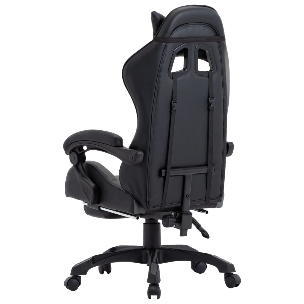 HKH Cadeira Estilo Corrida com Apoio Pés em Couro Artificial - Cinzento/Preto