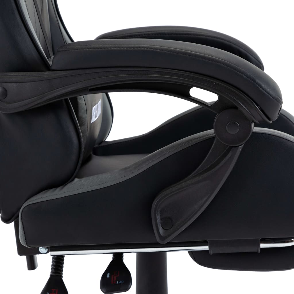HKH Cadeira Estilo Corrida com Apoio Pés em Couro Artificial - Cinzento/Preto