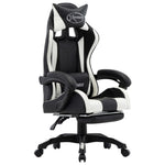 HKH Cadeira Estilo Corrida com Apoio Pés em Couro Artificial - Branco/Preto