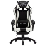 HKH Cadeira Estilo Corrida com Apoio Pés em Couro Artificial - Branco/Preto