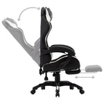 HKH Cadeira Estilo Corrida com Apoio Pés em Couro Artificial - Branco/Preto