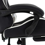 HKH Cadeira Estilo Corrida com Apoio Pés em Couro Artificial - Branco/Preto