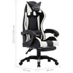 HKH Cadeira Estilo Corrida com Apoio Pés em Couro Artificial - Branco/Preto