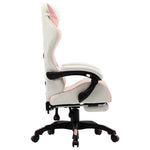 HKH Cadeira Estilo Corrida com Apoio Pés em Couro Artificial - Rosa/Branco