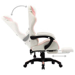 HKH Cadeira Estilo Corrida com Apoio Pés em Couro Artificial - Rosa/Branco