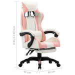 HKH Cadeira Estilo Corrida com Apoio Pés em Couro Artificial - Rosa/Branco