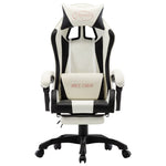 HKH Cadeira Estilo Corrida com Apoio Pés em Couro Artificial - Preto/- Branco