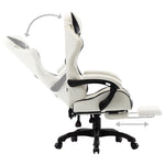 HKH Cadeira Estilo Corrida com Apoio Pés em Couro Artificial - Preto/- Branco