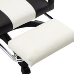 HKH Cadeira Estilo Corrida com Apoio Pés em Couro Artificial - Preto/- Branco