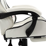 HKH Cadeira Estilo Corrida com Apoio Pés em Couro Artificial - Preto/- Branco
