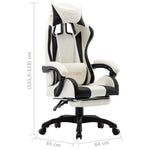 HKH Cadeira Estilo Corrida com Apoio Pés em Couro Artificial - Preto/- Branco