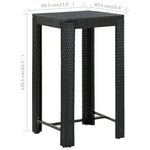 HKH Mesa de Bar para Jardim 60,5x60,5x110,5 Cm Vime Pe - Preto