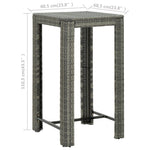 HKH Mesa de Bar para Jardim 60,5x60,5x110,5 Cm Vime Pe - Cinzento