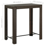 HKH Mesa de Bar para Jardim 100x60,5x110,5 Cm Vime Pe Castanho - Marrom