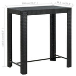 HKH Mesa de Bar para Jardim 100x60,5x110,5 Cm Vime Pe - Preto