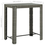 HKH Mesa de Bar para Jardim 100x60,5x110,5 Cm Vime Pe - Cinzento