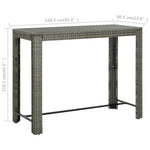 HKH Mesa de Bar para Jardim 140,5x60,5x110,5 Cm Vime Pe - Cinzento