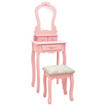 HKH Conj. Tocador con Taburete de Madera de Paulownia - 50x59x136 Cm - Rosa