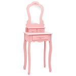 HKH Conj. Tocador con Taburete de Madera de Paulownia - 50x59x136 Cm - Rosa