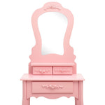 HKH Conj. Tocador con Taburete de Madera de Paulownia - 50x59x136 Cm - Rosa