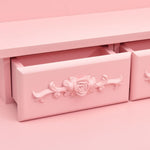 HKH Conj. Tocador con Taburete de Madera de Paulownia - 50x59x136 Cm - Rosa