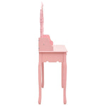 HKH Tocador con Taburete de Madera de Paulownia - 75x69x140 Cm - Rosa