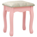 HKH Tocador con Taburete de Madera de Paulownia - 75x69x140 Cm - Rosa