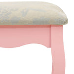 HKH Tocador con Taburete de Madera de Paulownia - 75x69x140 Cm - Rosa