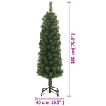 HKH Árvore de Natal Artificial Fina com Suporte Verde em PVC